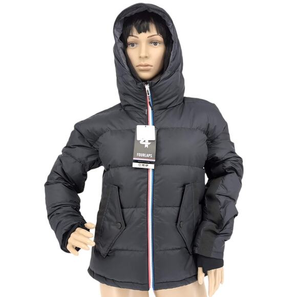 4 Laps FourLaps Black Women's Cover Down Jacket Goose Down Puffer - Size S - NWT - Picture 1 of 16